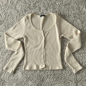 Crème Zelly Ribbed Long Sleeve Top